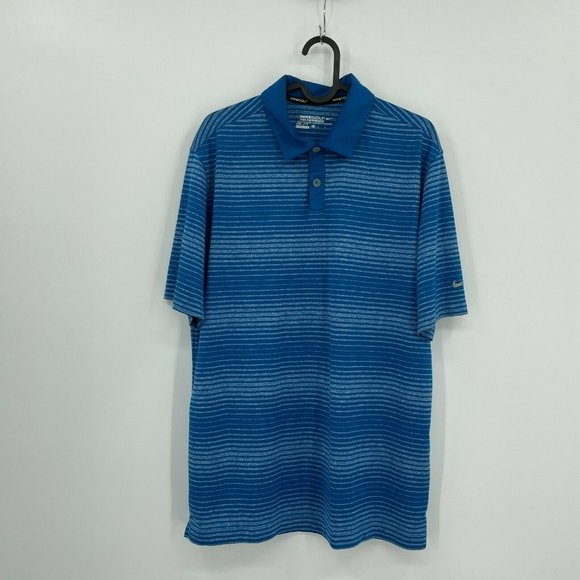 Nike Golf Tour Performance Short Sleeve Striped Polo Shirt Mens Medium Blue - Picture 3 of 10